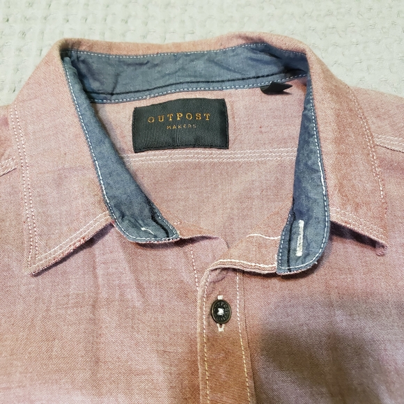Outpost Makers Pink Heather Button-Up Shirt – Slim/Athletic Fit Size L - Picture 2 of 9